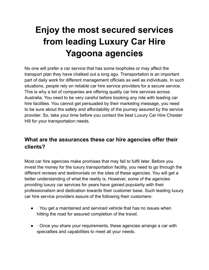 PPT - Enjoy the most secured services from leading Luxury Car Hire Yagoona agencies PowerPoint Presentation - ID:13101551