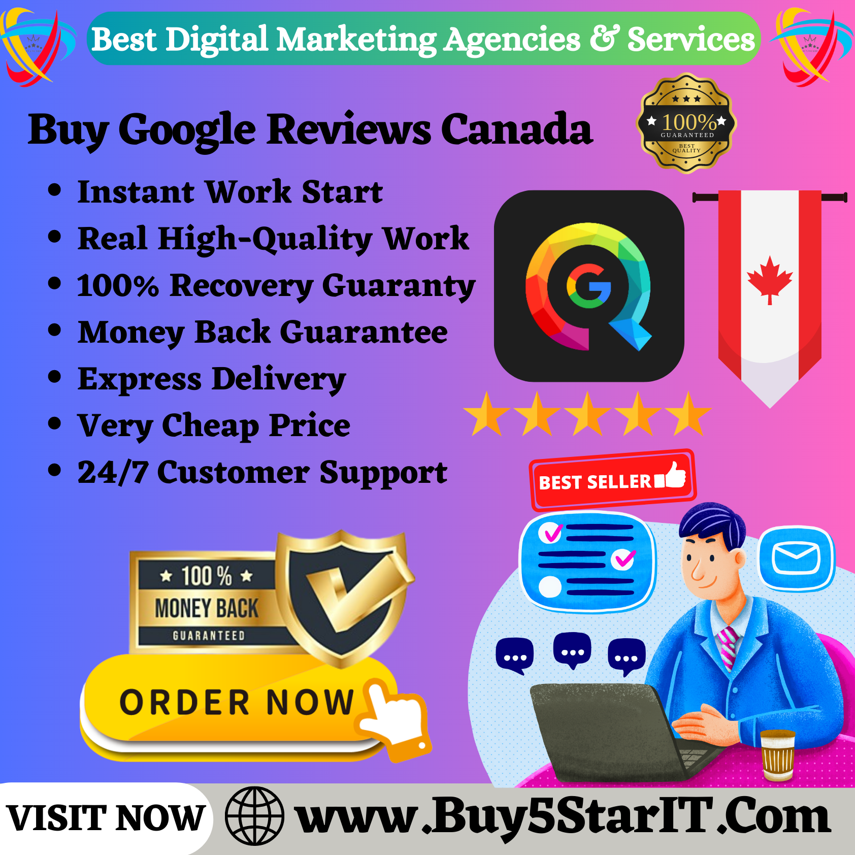 Buy Google Reviews Canada - 100% Positive 5 Star Reviews