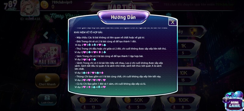 Luật chơi Mậu Binh tại 789club chi tiết cho người mới