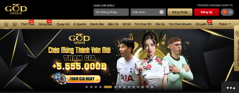 Đăng nhập God55 | Link chính thức, hoàn 100% tiền cược