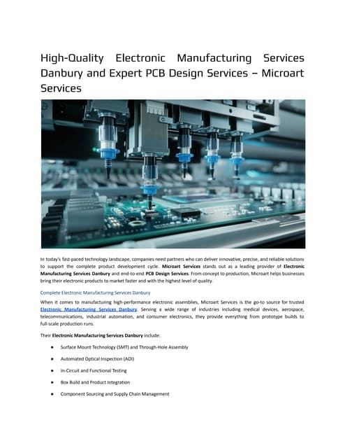 High-Quality Electronic Manufacturing Services Danbury and Expert PCB Design Services – Microart Services.pdf