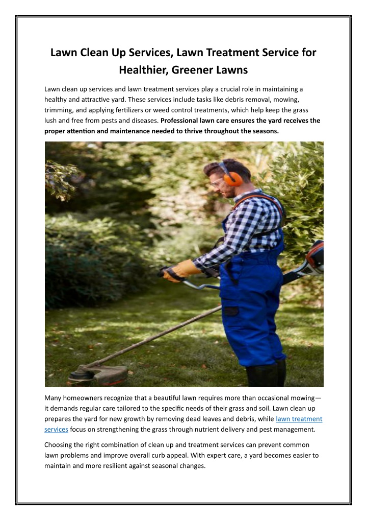 PPT - Lawn Clean Up Services, Lawn Treatment Service for Healthier, Greener Lawns PowerPoint Presentation - ID:14398867