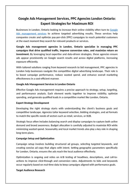 Google Ads Management Services, PPC Agencies London Ontario Expert Strategies for Maximum ROI.docx