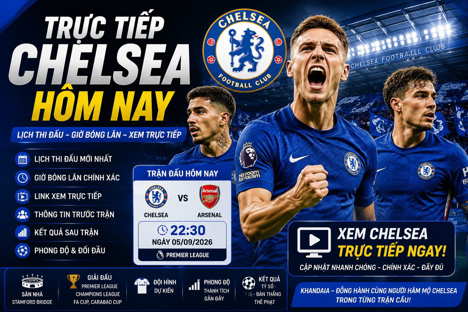 Trực Tiếp Chelsea Hôm Nay – Lịch Thi Đấu 2026