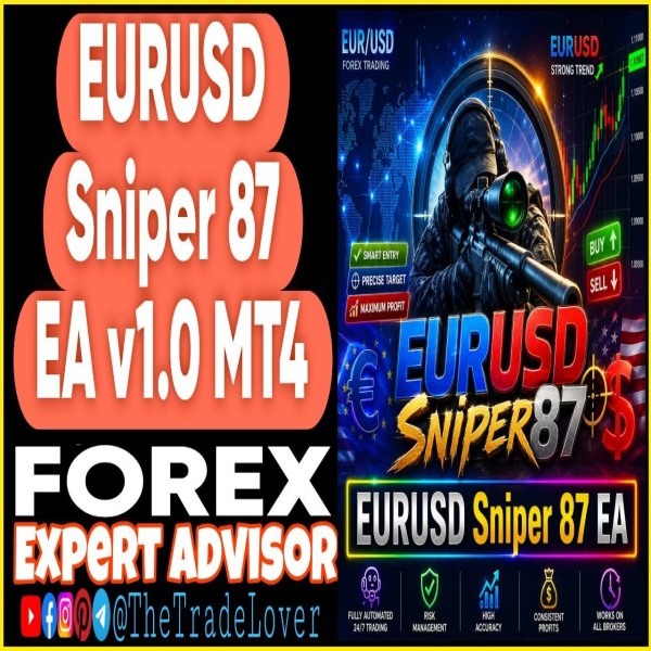 EURUSD Sniper 87 EA v1.0 MT4 (Works on Build 1471) | Forex Robot | MT4 Expert Advisor - The Trade Lovers