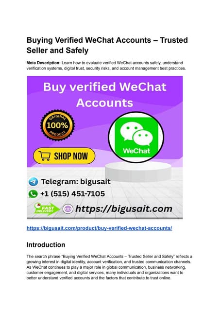Buying Verified WeChat Accounts – Trusted Seller and Safely.pdf