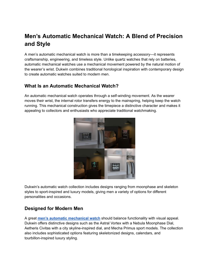 PPT - Men’s Automatic Mechanical Watch for Timeless Style PowerPoint Presentation - ID:14910143