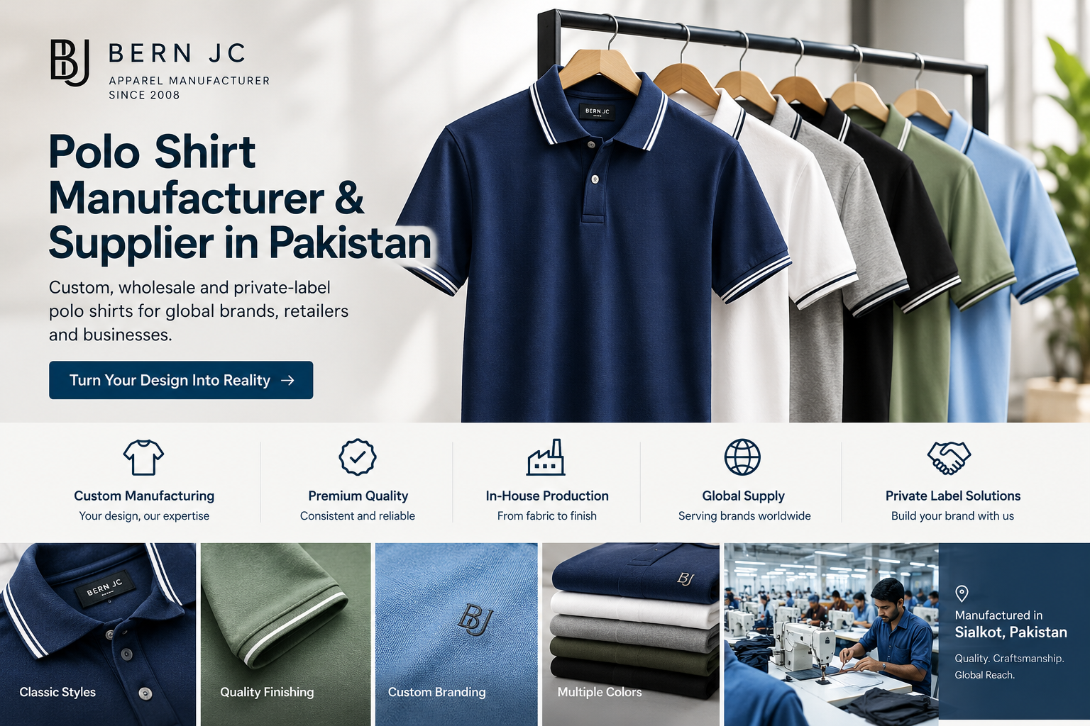 Polo Shirt Manufacturer & Supplier in Pakistan – Bern JC – Bern JC Apparel & Clothing Manufacturer