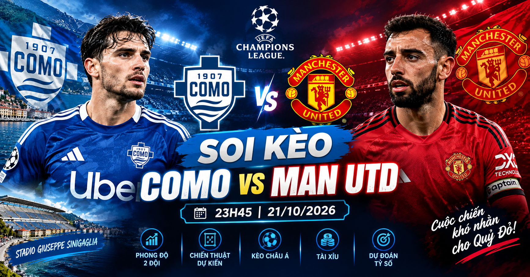 Soi Kèo Como vs Man Utd 23h45 Ngày 21/10: Champions League