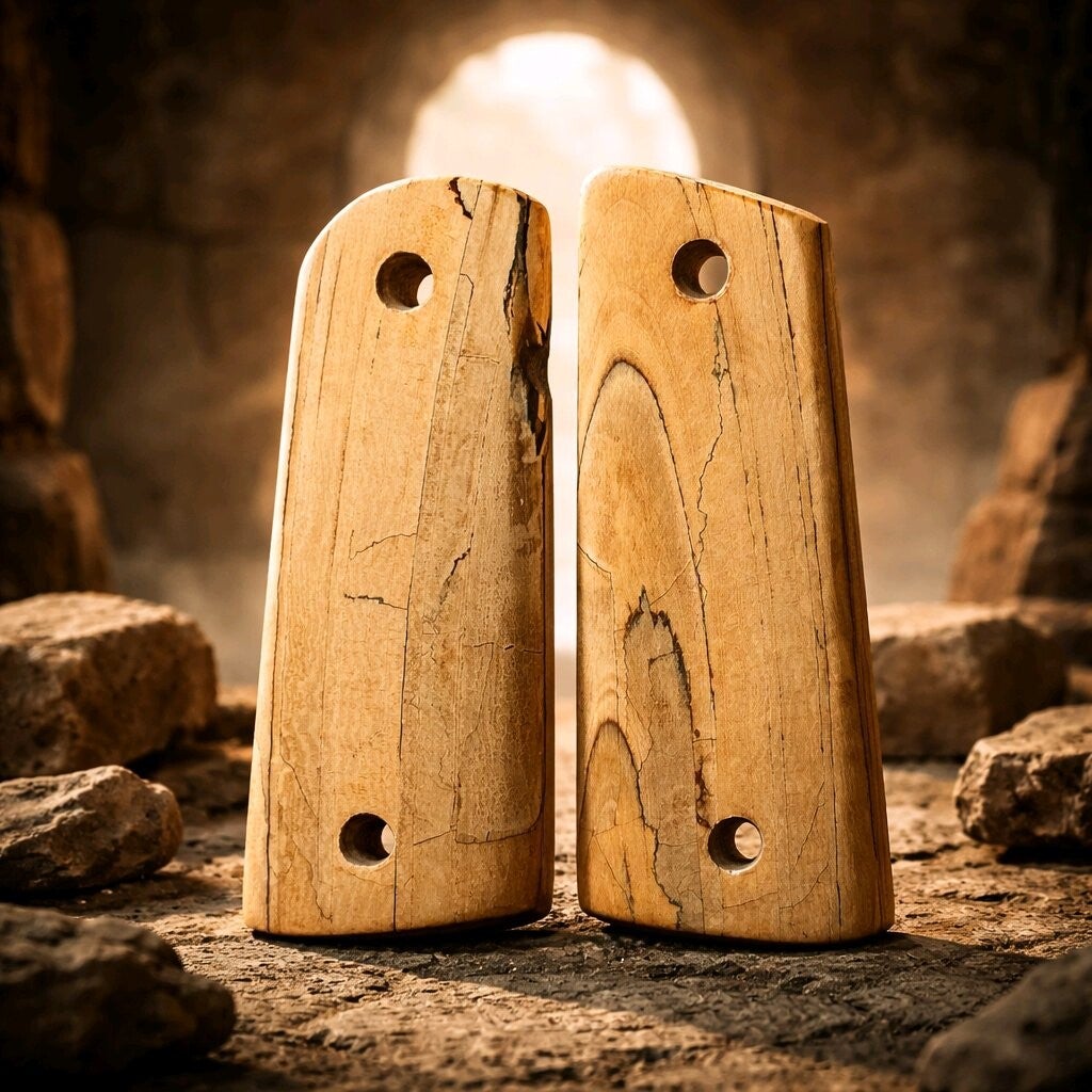 Crosscut Mammoth Ivory 1911 Grips - Mammoth Grip Exchange